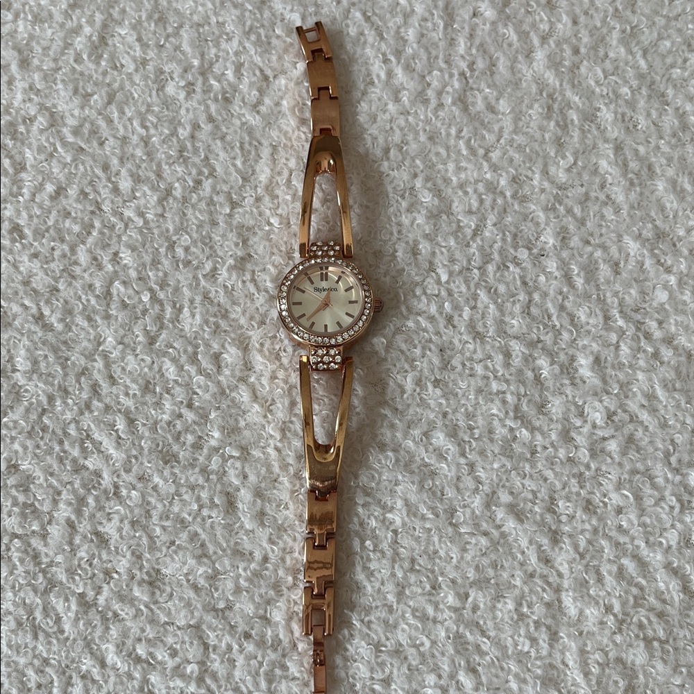 Style & Co. Rose Gold Women's Bangle Watch with Crystal Accents